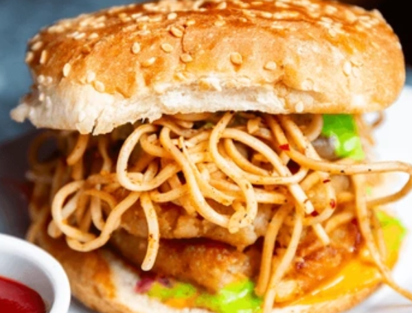 Paneer Noodles Burger